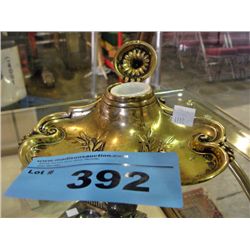 Brass desktop inkwell