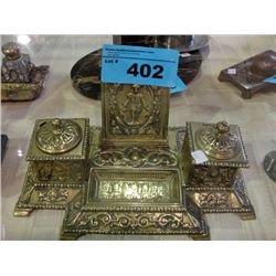Brass inkwell desk set