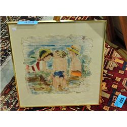 Framed original signed painting on cloth like