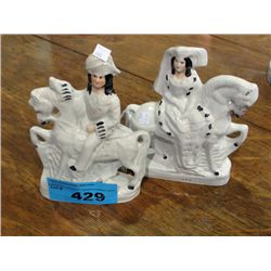 Staffordshire 2pc pottery figurine set