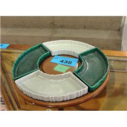 Wood and ceramic serving tray