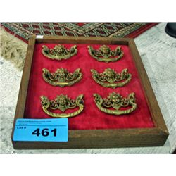 Collection of 6 early dresser drawer brass handles