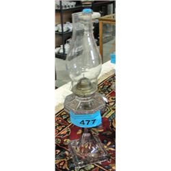 Early 1900s pressed glass oil lamp