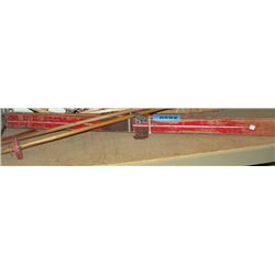 Pair of early 1900s childs wooden skiis complete