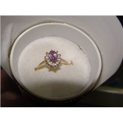 10k gold ladies ring with smokey diamond