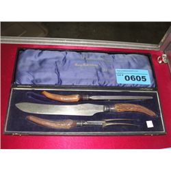 Bone handled carving set with original case