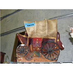 Decorative cast ceramic western chuck wagon