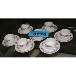 Lot of 7 small porcelain teacup and saucer sets
