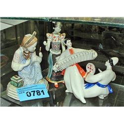 3 art pottery figurines