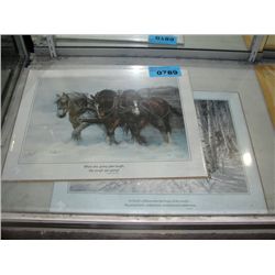 2 prints; horses and wolves