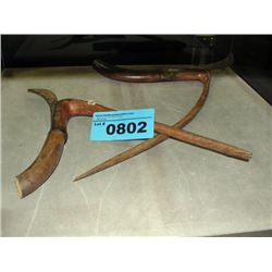 Hand crafted wooden farmers cutting tool