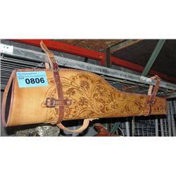 Tooled leather horseback rifle case