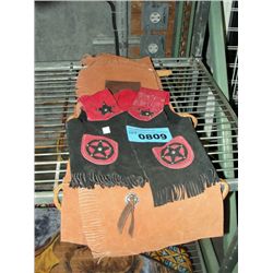 Childs chaps and leather vest cowboy set