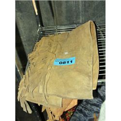 Pair of vintage native leather buckskin chaps