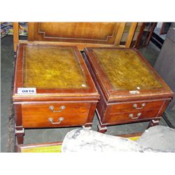 3pc mahogany leather top coffee table and end