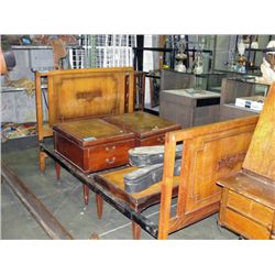 Oak bed; headboard footboard and rails