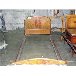 Single size walnut bed; headboard footboard and rs