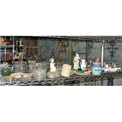 Shelf lot of collectables, misc and decorative