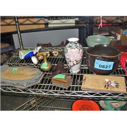 Shelf lot of collectables and decorative