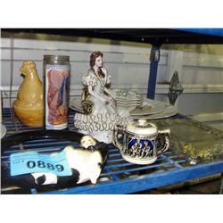 Shelf lot of assorted ceramics and decorative