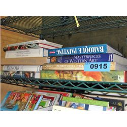 shelf lot of hard cover books, mainly art books