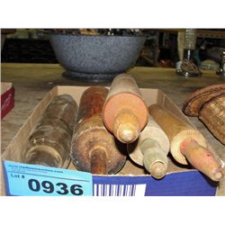 Box of 5 vintage rolling pins