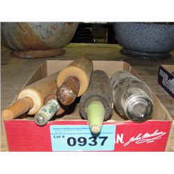 Box of 5 vintage rolling pins