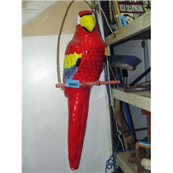 Hanging paper mache parrot