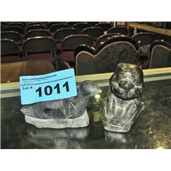2 inuit soapstone carvings