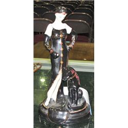 Fine porcelain figurine, lady with dog