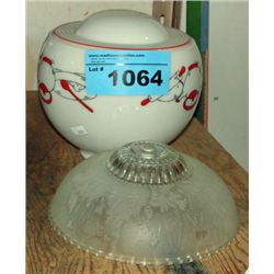 2 vintage glass light shades