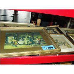 Shelf lot of framed pictures prints and original