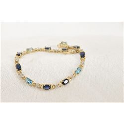 10Kt Gold Diamond & Gemstone Tennis bracelet