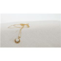 14Kt Gold Estate Diamond and Pearl neckalce