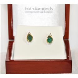 Emerald earrings with 6 Diamonds