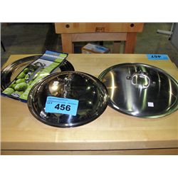 3 new assorted stainless steel pot lids