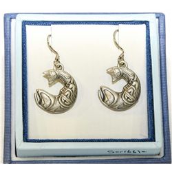 Salmon earrings by Mervin Windsor