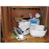 Image 1 : Shelf lot of assorted white kitchen tools