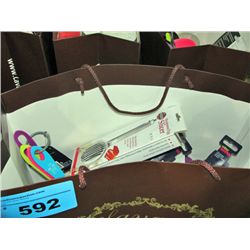 One brown store bag filled with assorted new