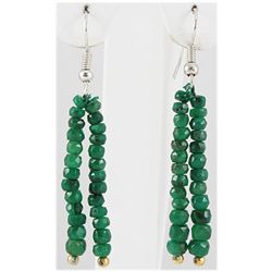 24.57ct 2 Row Faceted Emerald Silver Hook Earring