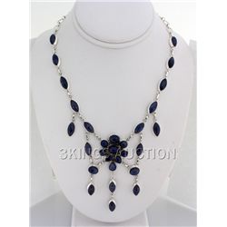 Gorgeous 367.00ctw Tanzanite Cabochons 0.925 Necklace