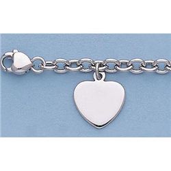 Pure Gold 7" 14k Gold-Yellow Oval Link With Heart 4.3g