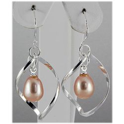 Natural 3.94g Pearl Spiral Dangling Silver Earring