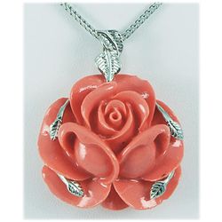 19.17g Pink Rose Sea Coral Sterling Silver Pendant