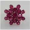 Image 2 : 40.68CTW Flower Cluster Pink Ruby Silver Ring