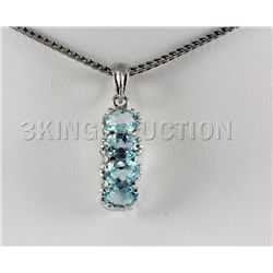 13.83CTW Blue Zircon Drop Silver Pendant