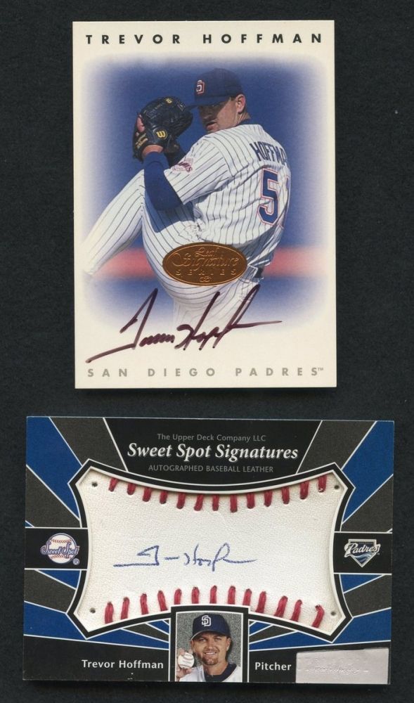 Lot Of 2 Trevor Hoffman Autographed Inserts With Sweet Spot Signature Lot Of 2 Trevor Hoffman Autographed Inserts With Sweet Spot Signature