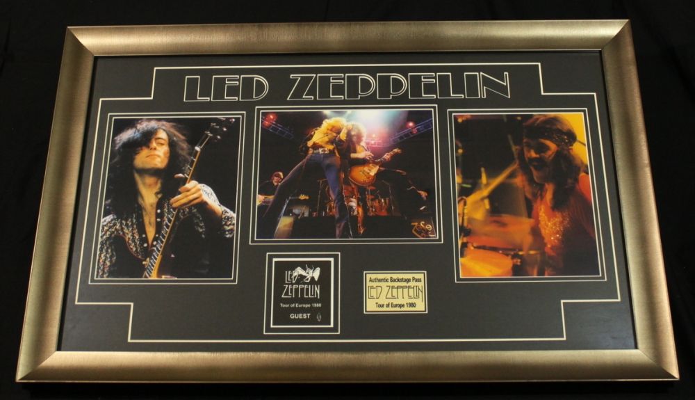 Led Zeppelin 21x33 Custom Framed Display With Authentic Backstage Passes