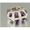 Image 1 : 18kt White Gold Amethyst & Diamond Ring