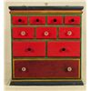 Image 1 : Red and Green Painted 10 Drawer Chest